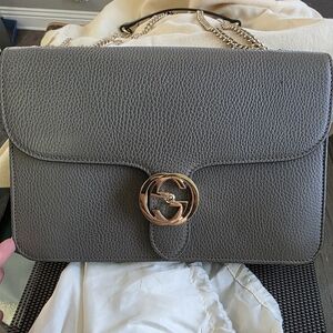 Gucci Gray Leather Shoulder Bag